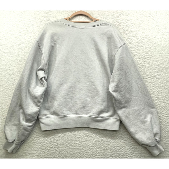 Agolde Sweatshirt Womens Medium White Pullover Low V Neck Balloon Sleeve Relaxed - Picture 2 of 10